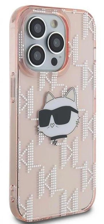Karl Lagerfeld KLHCP14XHKLPCHP Apple iPhone 14 Pro Max 6.7″ rožinės spalvos kietas dėklas IML Choupette Head & Monog