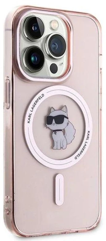 Karl Lagerfeld KLHMP14LHFCCNOP Apple iPhone 14 Pro 6.1″ rožinės spalvos kietas dėklas IML Choupette MagSafe