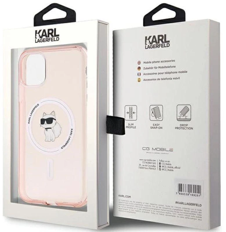 Karl Lagerfeld KLHMN61HFCCNOP Apple iPhone 11 / Xr 6.1″ rožinės spalvos kietas dėklas IML Choupette MagSafe