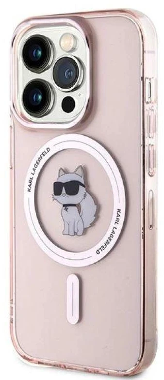 Karl Lagerfeld KLHMP14LHFCCNOP Apple iPhone 14 Pro 6.1″ rožinės spalvos kietas dėklas IML Choupette MagSafe