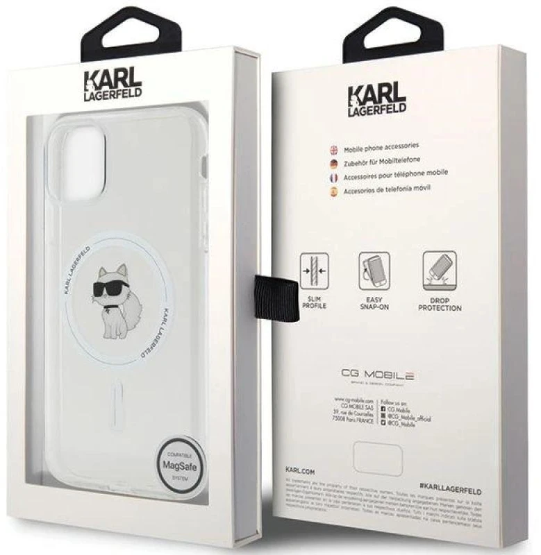 Karl Lagerfeld KLHMN61HFCCNOT Apple iPhone 11/ Xr skaidrus kietas dėklas IML Choupette MagSafe