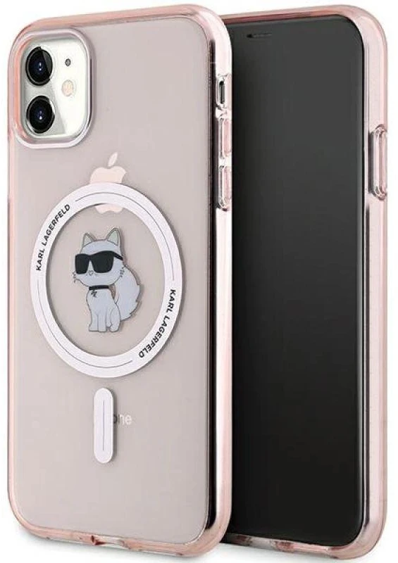 Karl Lagerfeld KLHMN61HFCCNOP Apple iPhone 11 / Xr 6.1″ rožinės spalvos kietas dėklas IML Choupette MagSafe