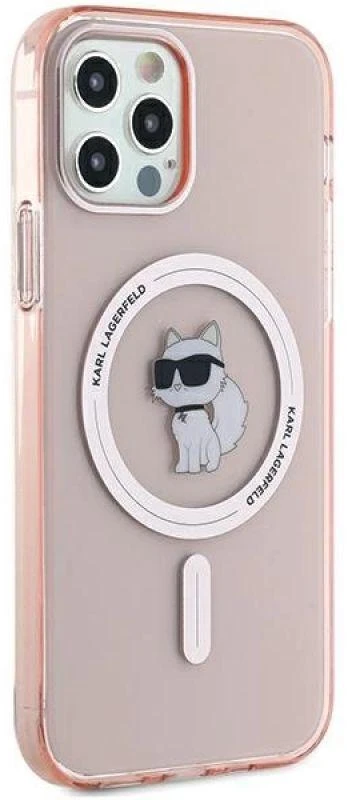 Karl Lagerfeld KLHMP12MHFCCNOP Apple iPhone 12/12 Pro 6.1″ rožinės spalvos kietas dėklas IML Choupette MagSafe