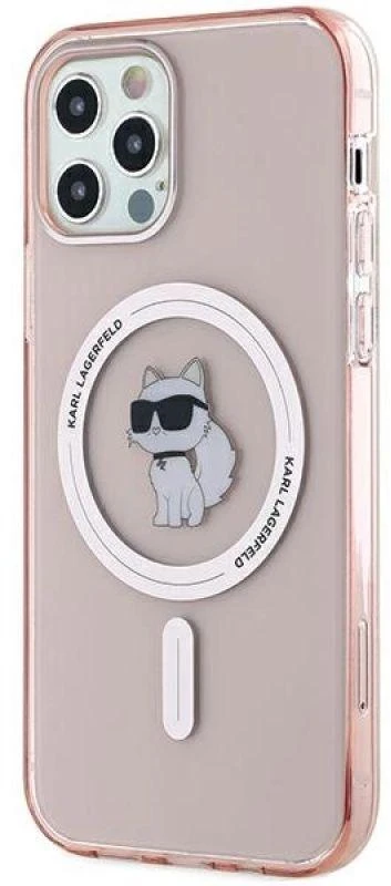 Karl Lagerfeld KLHMP12MHFCCNOP Apple iPhone 12/12 Pro 6.1″ rožinės spalvos kietas dėklas IML Choupette MagSafe