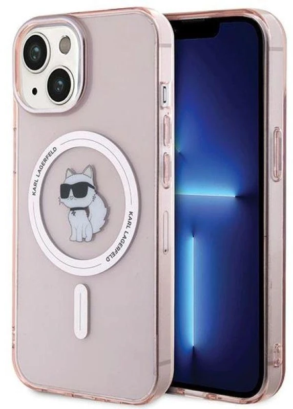 Karl Lagerfeld KLHMP15SHFCCNOP Apple iPhone 15/ 14 / 13 6.1″ rožinės spalvos kietas dėklas IML Choupette MagSafe