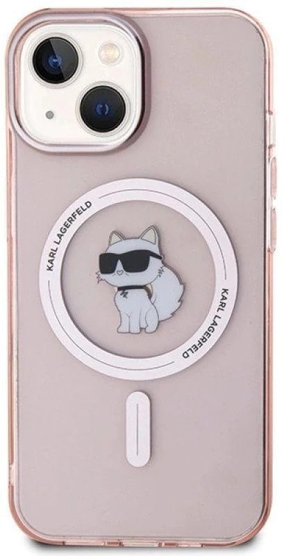 Karl Lagerfeld KLHMP15SHFCCNOP Apple iPhone 15/ 14 / 13 6.1″ rožinės spalvos kietas dėklas IML Choupette MagSafe