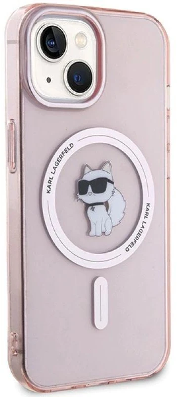 Karl Lagerfeld KLHMP15SHFCCNOP Apple iPhone 15/ 14 / 13 6.1″ rožinės spalvos kietas dėklas IML Choupette MagSafe