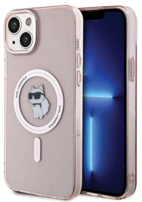 Karl Lagerfeld KLHMP15MHFCCNOP iPhone 15 Plus / 14 Plus 6.7″ rožinės spalvos kietas dėklas IML Choupette MagSa