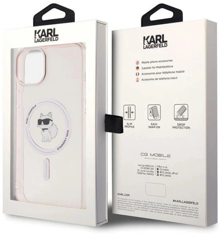 Karl Lagerfeld KLHMP15MHFCCNOP iPhone 15 Plus / 14 Plus 6.7″ rožinės spalvos kietas dėklas IML Choupette MagSa