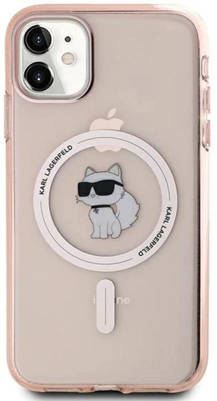Karl Lagerfeld KLHMN61HFCCNOP Apple iPhone 11 / Xr 6.1″ rožinės spalvos kietas dėklas IML Choupette MagSafe