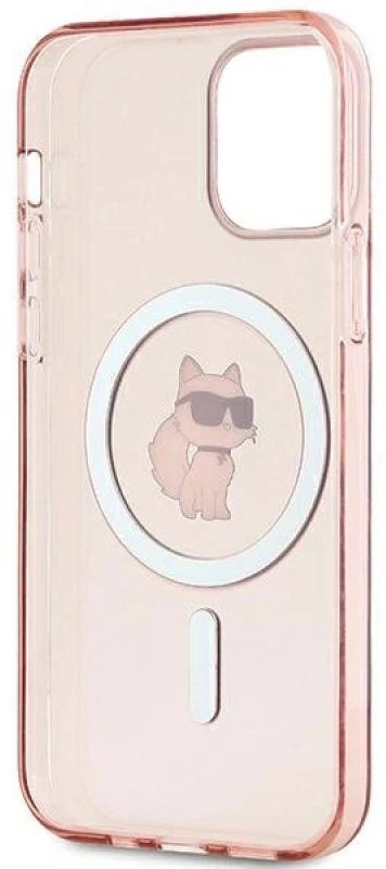 Karl Lagerfeld KLHMP12MHFCCNOP Apple iPhone 12/12 Pro 6.1″ rožinės spalvos kietas dėklas IML Choupette MagSafe