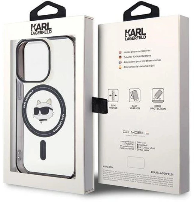 Karl Lagerfeld KLHMP15LHCHNOTK Apple iPhone 15 Pro 6.1″ skaidrus kietas dėklas IML Choupette`s Head MagSafe