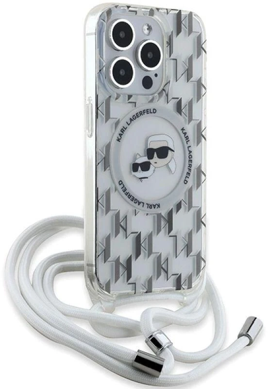 Karl Lagerfeld KLHMP15XHCKCKLCT Apple iPhone15 Pro Max 6.7″ skaidrus kietas dėklas IML Crossbody Monogram Ka