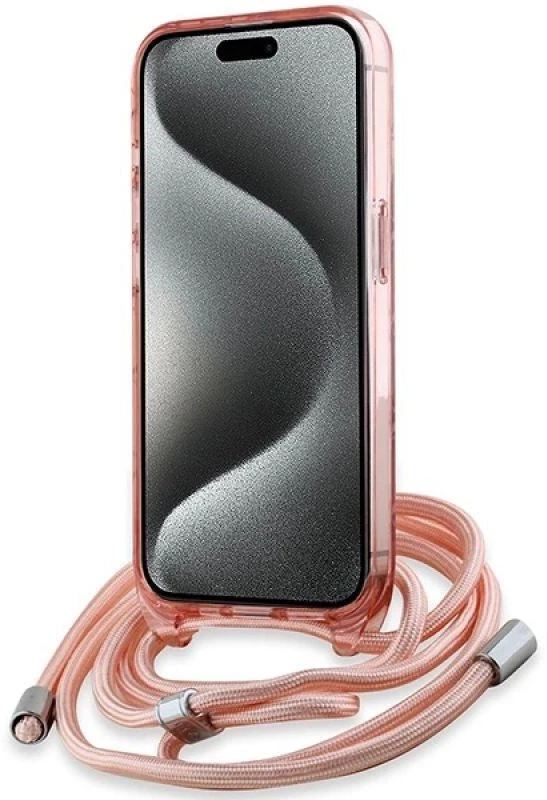 Karl Lagerfeld KLHMP15LHCKCKLCP Apple iPhone 15 Pro 6.1″ rožinės spalvos kietas dėklas IML Crossbody Monogram Karl &