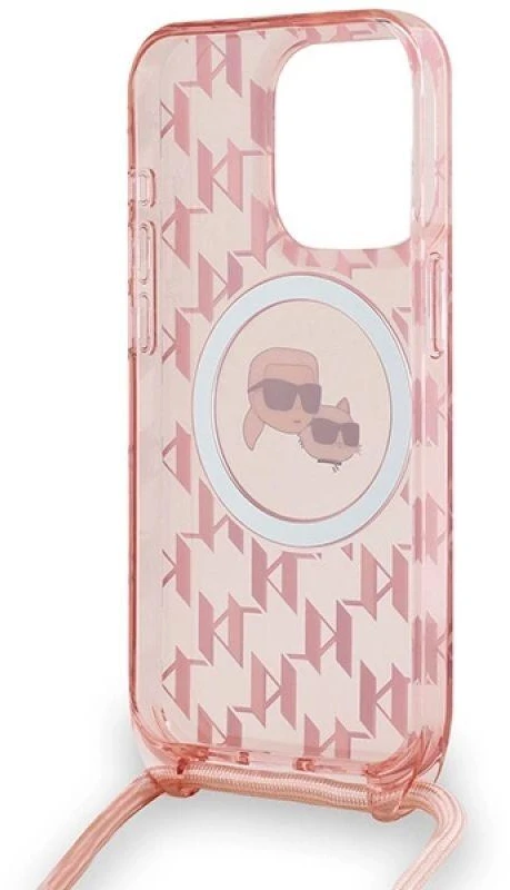 Karl Lagerfeld KLHMP15LHCKCKLCP Apple iPhone 15 Pro 6.1″ rožinės spalvos kietas dėklas IML Crossbody Monogram Karl &