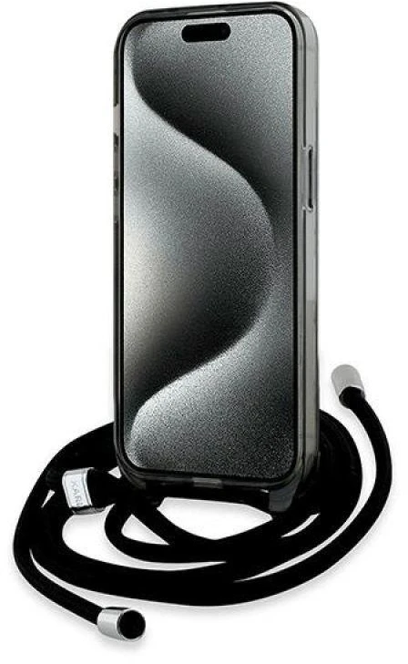 Karl Lagerfeld KLHMP15SHCKCKLCK Apple iPhone 15 / 14 / 13 6.1″ juodos spalvos kietas dėklas IML Crossbody Monogram