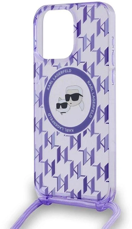 Karl Lagerfeld KLHMP15LHCKCKLCU Apple iPhone 15 Pro 6.1″ violetinės spalvos kietas dėklas IML Crossbody Monogram K
