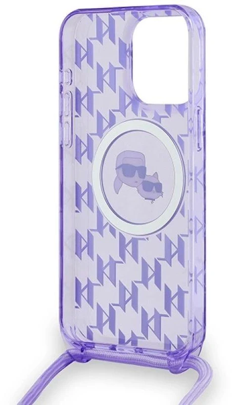 Karl Lagerfeld KLHMP15LHCKCKLCU Apple iPhone 15 Pro 6.1″ violetinės spalvos kietas dėklas IML Crossbody Monogram K