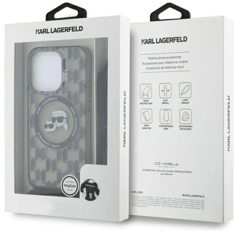 Karl Lagerfeld KLHMP16LHCKCKLCK Apple iPhone 16 Pro 6.3″ juodos spalvos kietas dėklas IML Crossbody Monogram Karl & Chou