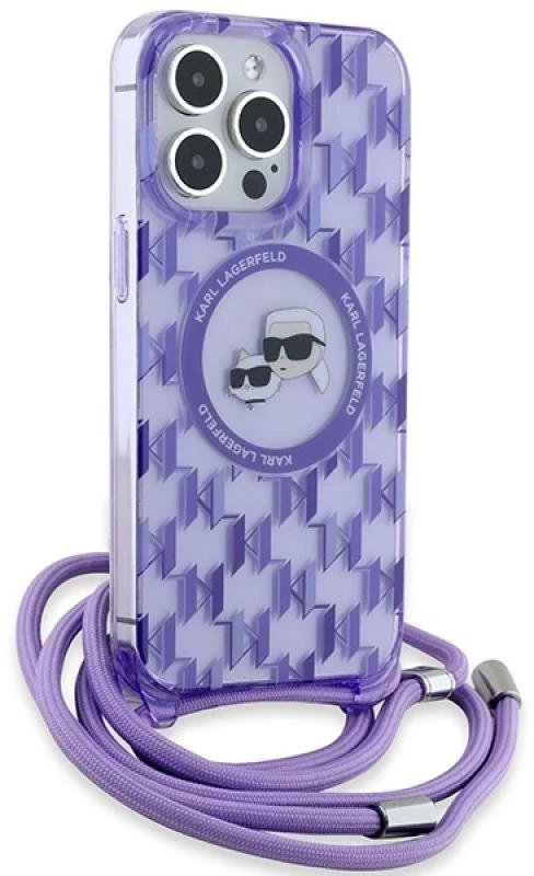 Karl Lagerfeld KLHMP15LHCKCKLCU Apple iPhone 15 Pro 6.1″ violetinės spalvos kietas dėklas IML Crossbody Monogram K