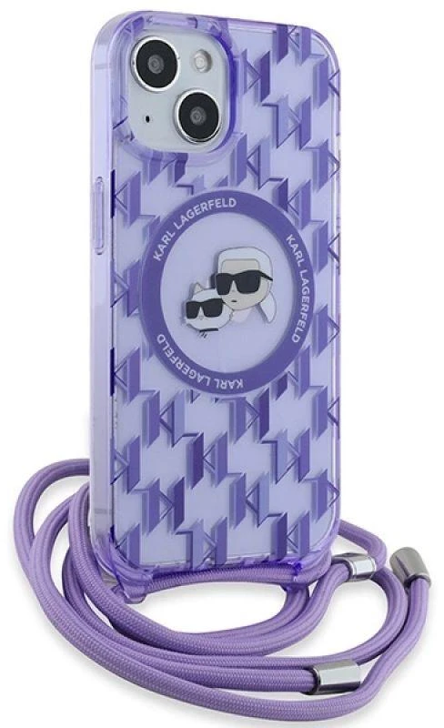 Karl Lagerfeld KLHMP15SHCKCKLCU Apple iPhone 15 / 14 / 13 6.1″ violetinės spalvos kietas dėklas IML Crossbody Mono