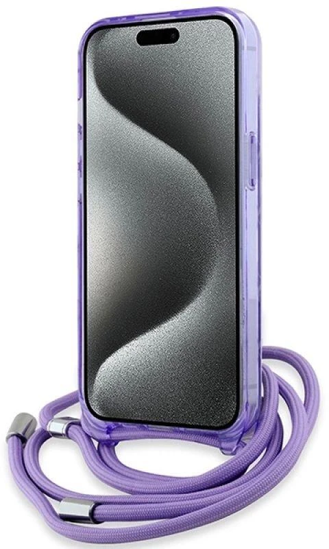 Karl Lagerfeld KLHMP15SHCKCKLCU Apple iPhone 15 / 14 / 13 6.1″ violetinės spalvos kietas dėklas IML Crossbody Mono