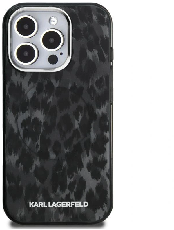Karl Lagerfeld IML Leopard Modelio MagSafe dėklas iPhone 16 Pro - Juodas