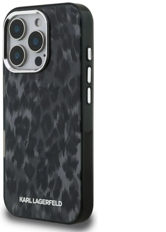 Karl Lagerfeld IML Leopard Modelio MagSafe dėklas iPhone 16 Pro - Juodas