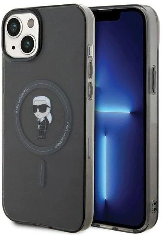 Karl Lagerfeld KLHMP15MHFCKNOK Apple iPhone 15 Plus / 14 Plus 6.7″ juodos spalvos kietas dėklas IML Ikonik MagSafe