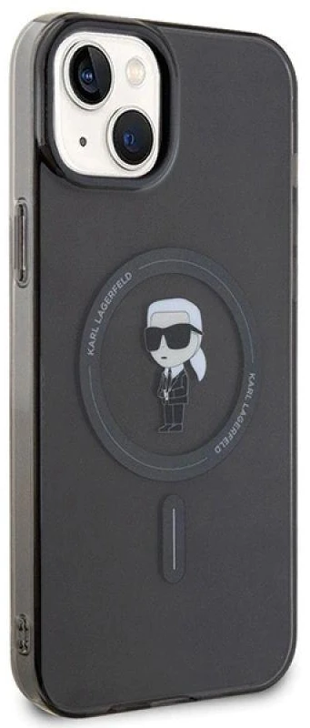 Karl Lagerfeld KLHMP15MHFCKNOK Apple iPhone 15 Plus / 14 Plus 6.7″ juodos spalvos kietas dėklas IML Ikonik MagSafe