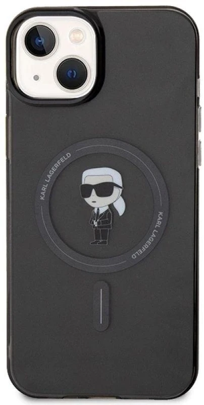 Karl Lagerfeld KLHMP15MHFCKNOK Apple iPhone 15 Plus / 14 Plus 6.7″ juodos spalvos kietas dėklas IML Ikonik MagSafe