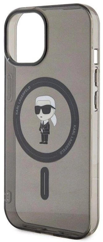 Karl Lagerfeld KLHMP15SHFCKNOK Apple iPhone 15/ 14 / 13 6.1″ juodos spalvos kietas dėklas IML Ikonik MagSafe