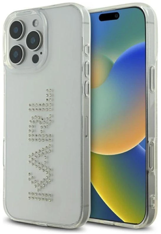 Karl Lagerfeld IML Kalnų Krištolo Logotipo dėklas iPhone 16 Pro - Skaidrus