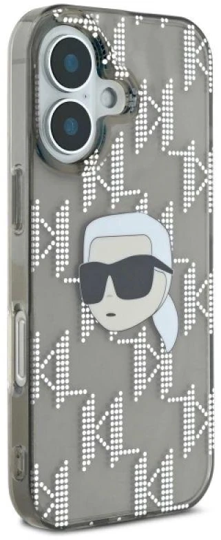 Karl Lagerfeld KLHCP16SHKLPKHK Apple iPhone 16 6.1″ juodos spalvos kietas dėklas IML Karl Head Electroplated