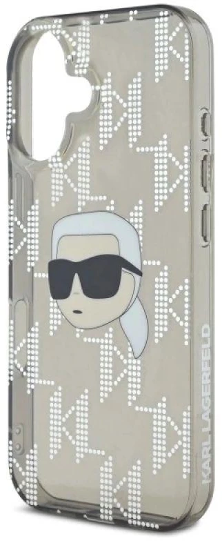 Karl Lagerfeld KLHCP16SHKLPKHK Apple iPhone 16 6.1″ juodos spalvos kietas dėklas IML Karl Head Electroplated