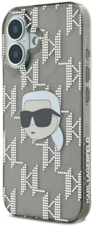 Karl Lagerfeld KLHCP16SHKLPKHK Apple iPhone 16 6.1″ juodos spalvos kietas dėklas IML Karl Head Electroplated