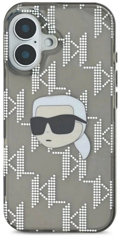 Karl Lagerfeld KLHCP16SHKLPKHK Apple iPhone 16 6.1″ juodos spalvos kietas dėklas IML Karl Head Electroplated