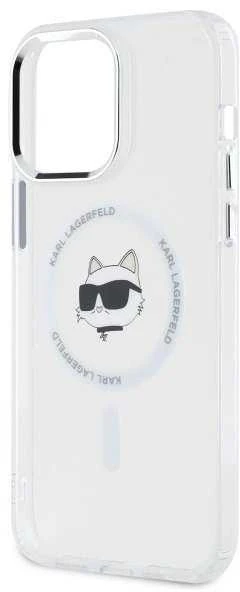 Karl Lagerfeld KLHMP13XHLSCHH Apple iPhone 13 Pro Max 6.7″ baltos spalvos kietas dėklas IML Metal Choupette Head