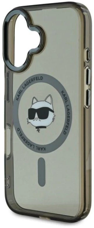 Karl Lagerfeld KLHMP16MHLSCHK Apple iPhone 16 Plus 6.7″ juodos spalvos kietas dėklas IML Metal Choupette Head MagS