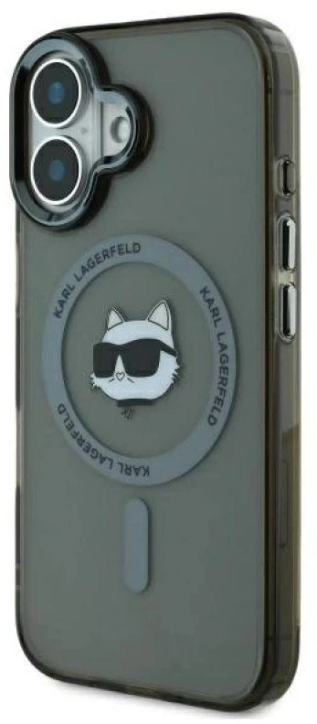 Karl Lagerfeld KLHMP16MHLSCHK Apple iPhone 16 Plus 6.7″ juodos spalvos kietas dėklas IML Metal Choupette Head MagS