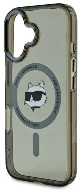Karl Lagerfeld KLHMP16SHLSCHK Apple iPhone 16 6.1″ juodos spalvos kietas dėklas IML Metal Choupette Head MagSafe