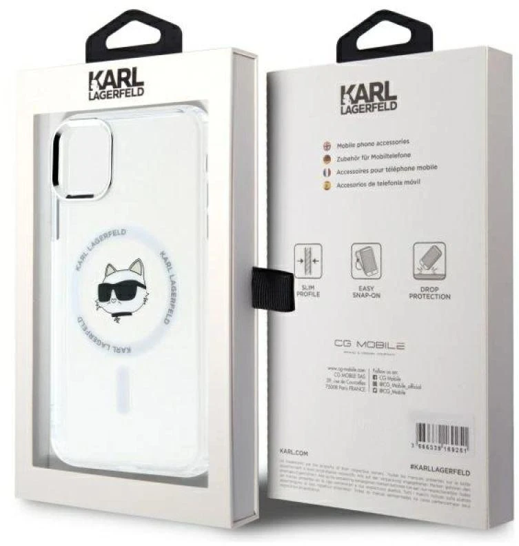 Karl Lagerfeld KLHMN61HLSCHH Apple iPhone 11 / Xr 6.1″ baltos spalvos kietas dėklas IML Metal Choupette Head Mag