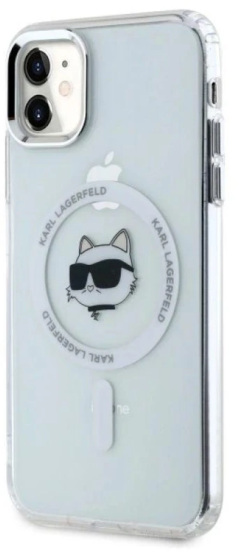 Karl Lagerfeld KLHMN61HLSCHH Apple iPhone 11 / Xr 6.1″ baltos spalvos kietas dėklas IML Metal Choupette Head Mag
