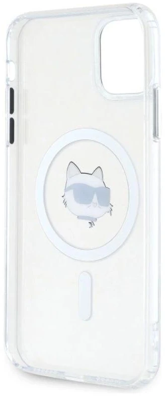 Karl Lagerfeld KLHMN61HLSCHH Apple iPhone 11 / Xr 6.1″ baltos spalvos kietas dėklas IML Metal Choupette Head Mag
