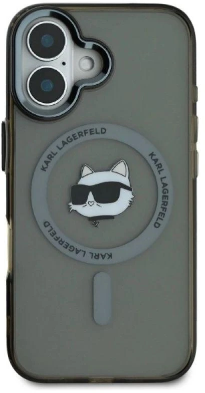 Karl Lagerfeld KLHMP16MHLSCHK Apple iPhone 16 Plus 6.7″ juodos spalvos kietas dėklas IML Metal Choupette Head MagS