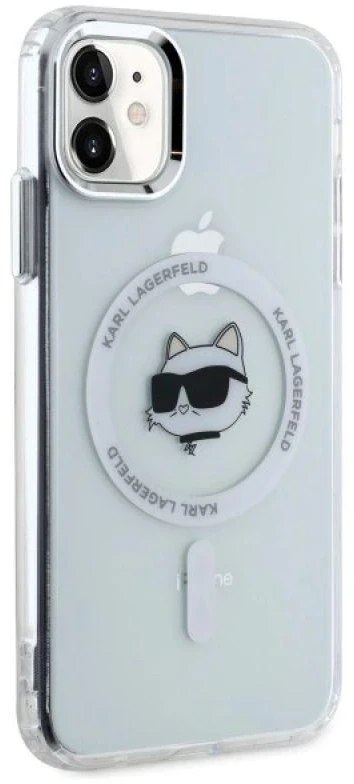 Karl Lagerfeld KLHMN61HLSCHH Apple iPhone 11 / Xr 6.1″ baltos spalvos kietas dėklas IML Metal Choupette Head Mag