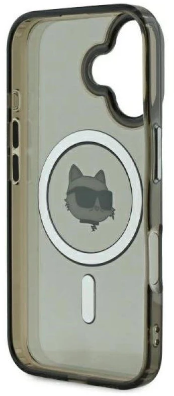 Karl Lagerfeld KLHMP16SHLSCHK Apple iPhone 16 6.1″ juodos spalvos kietas dėklas IML Metal Choupette Head MagSafe