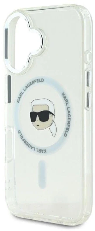 Karl Lagerfeld KLHMP16MHLSKIH Apple iPhone 16 Plus 6.7″ baltos spalvos kietas dėklas IML Metal Karl Head MagSafe
