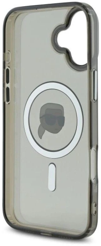 Karl Lagerfeld KLHMP16SHLSKIK Apple iPhone 16 6.1″ juodos spalvos kietas dėklas IML Metal Karl Head MagSafe