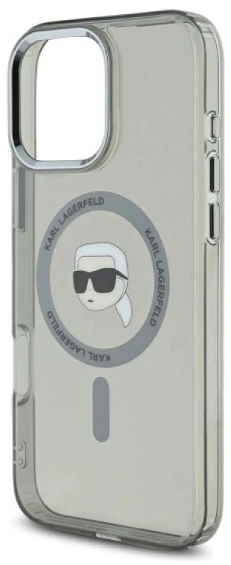 Karl Lagerfeld KLHMP16LHLSKIK Apple iPhone 16 Pro 6.3″ juodos spalvos kietas dėklas IML Metal Karl Head MagSafe